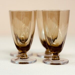 Glass Smoky Brown 4-6 oz Goblets Lot of 4